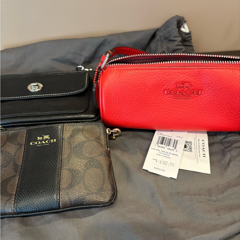 Coach New Mini Nolita Red Barrel PLUS 2 Wristlets